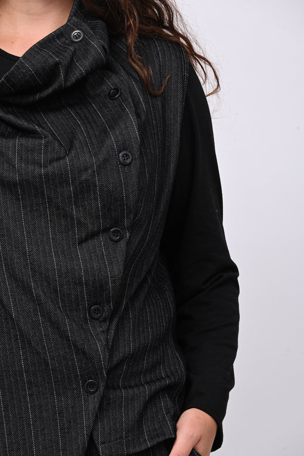 Completo gilet spigato - Nero