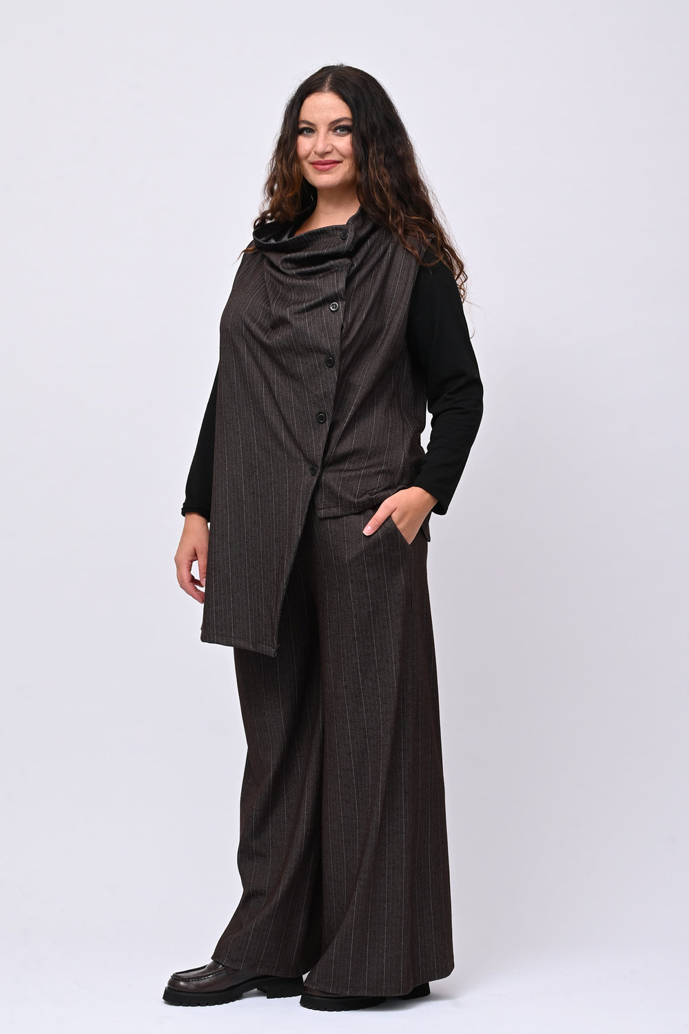 Completo gilet spigato - Moro