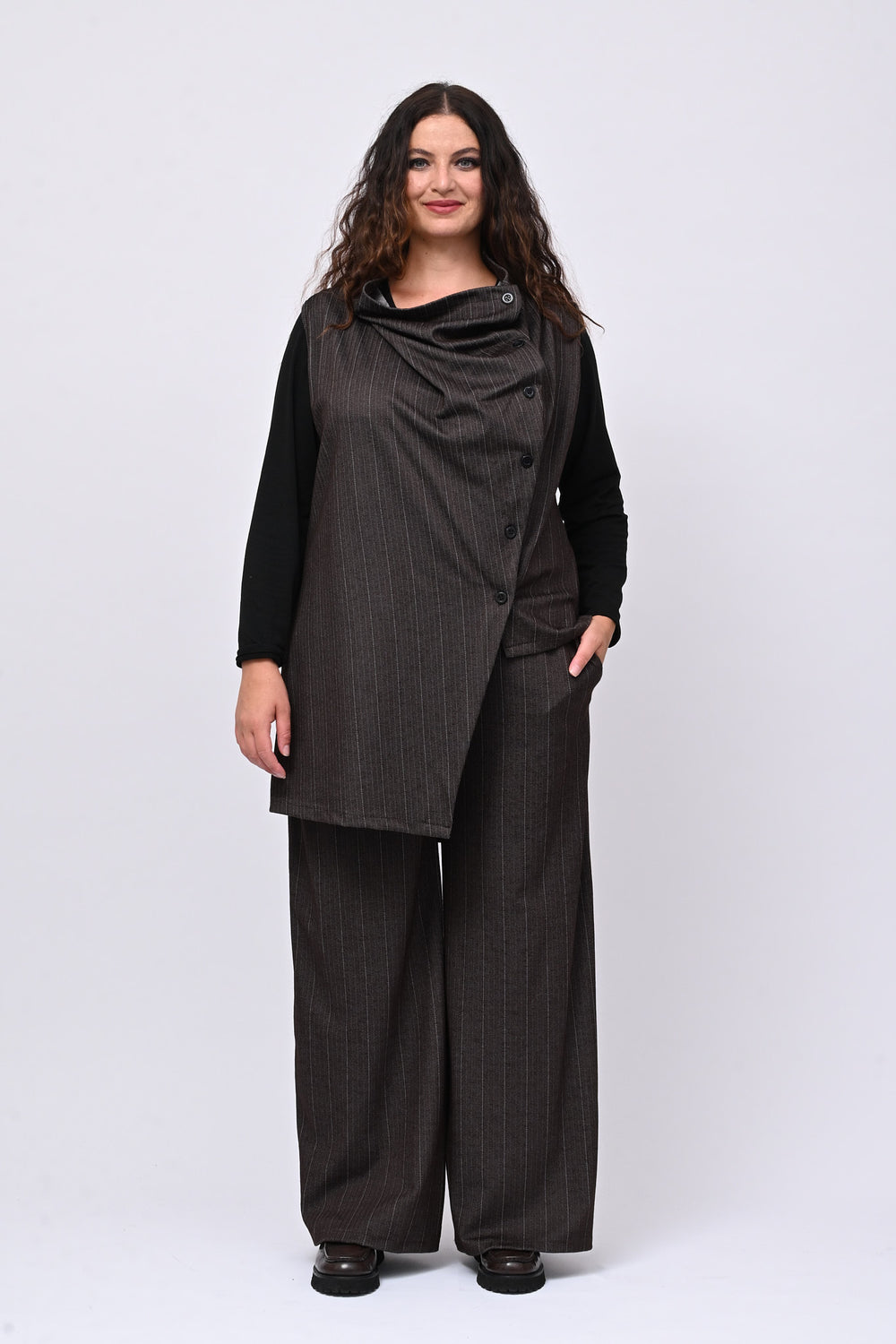 Completo gilet spigato - Moro