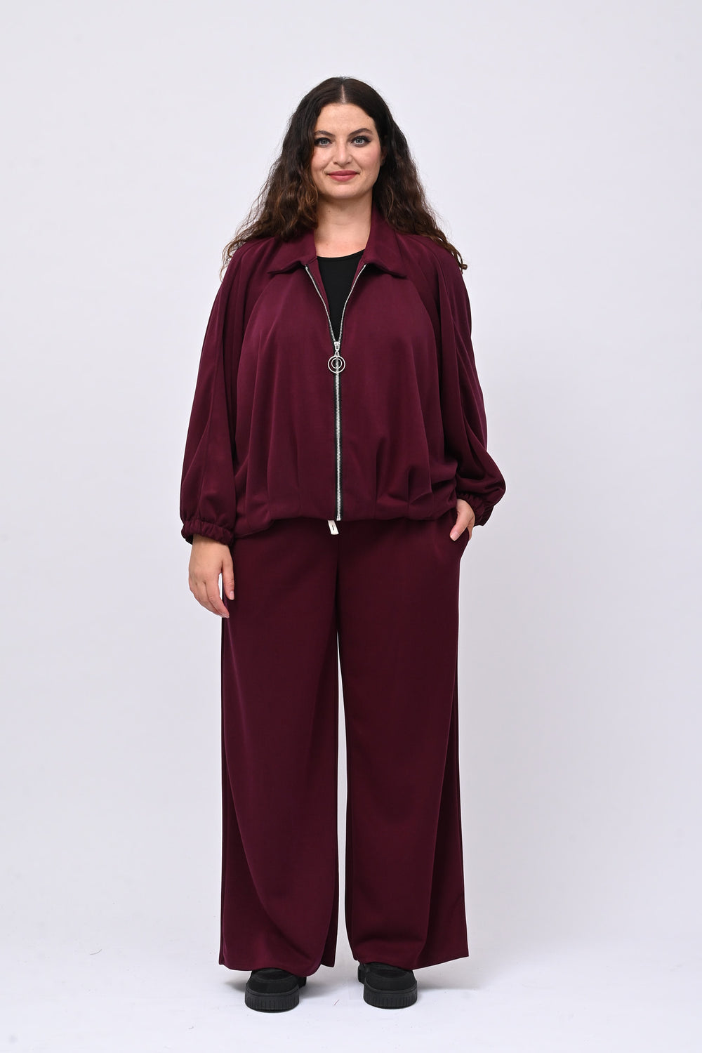 Tuta neoprene arricciata - Melanzana