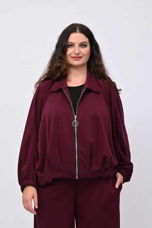 Tuta neoprene arricciata - Melanzana