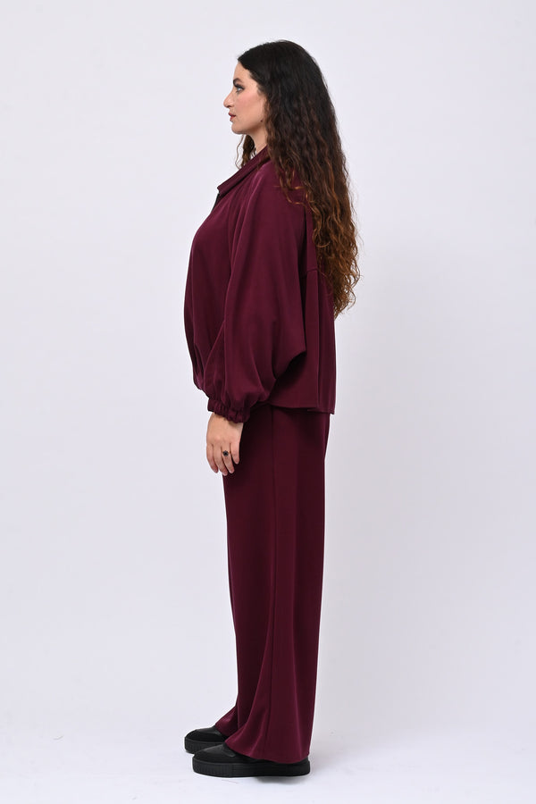 Tuta neoprene arricciata - Melanzana