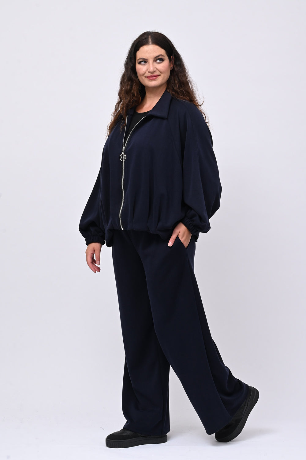 Tuta neoprene arricciata - Blu