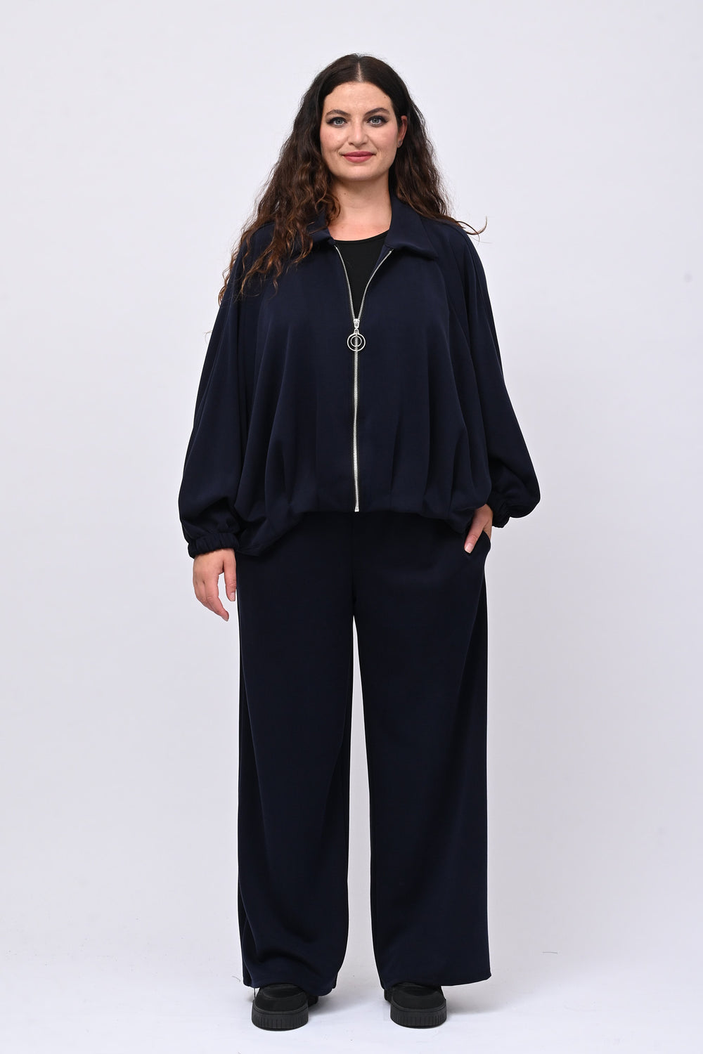 Tuta neoprene arricciata - Blu