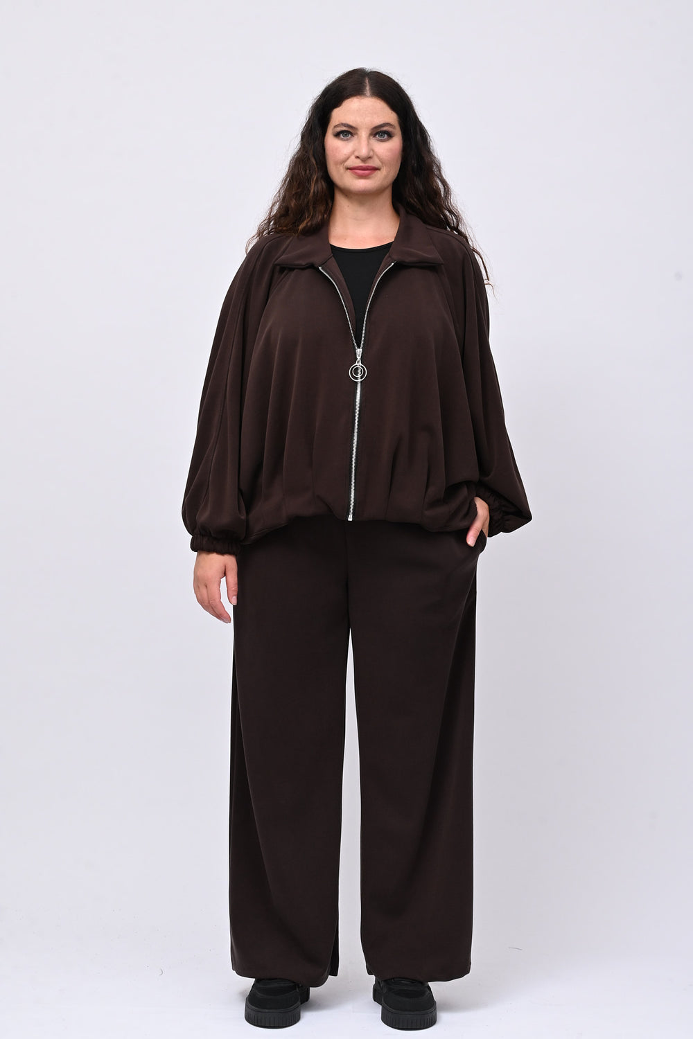 Tuta neoprene arricciata - Moro