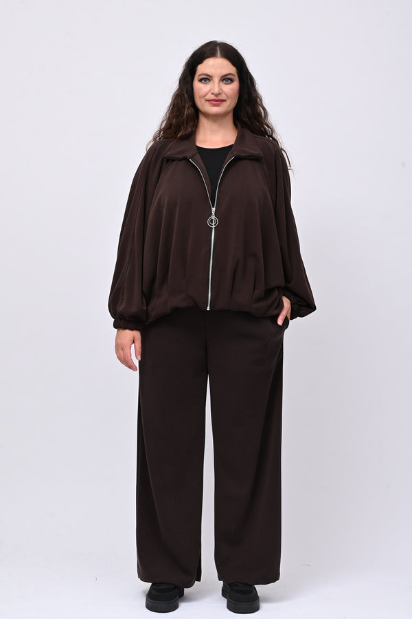 Tuta neoprene arricciata - Moro
