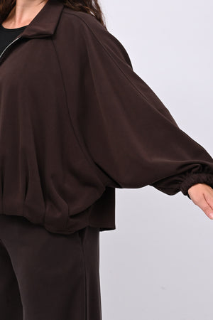 Tuta neoprene arricciata - Moro