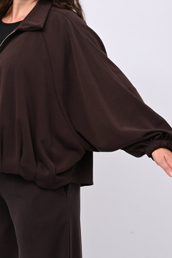 Tuta neoprene arricciata - Moro