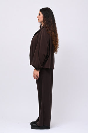 Tuta neoprene arricciata - Moro