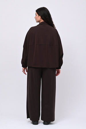 Tuta neoprene arricciata - Moro