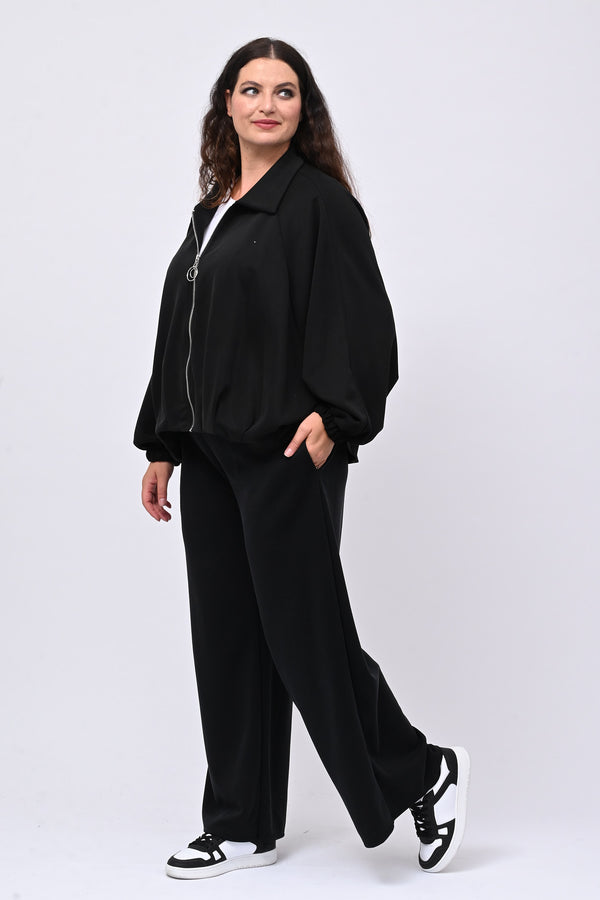 Tuta neoprene arricciata - Nero