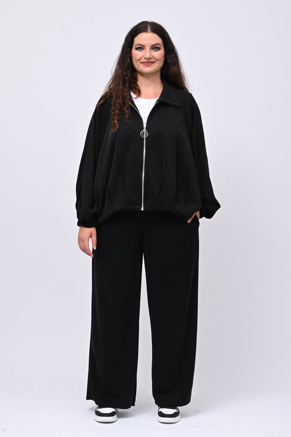 Tuta neoprene arricciata - Nero