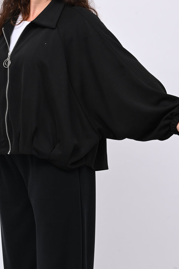 Tuta neoprene arricciata - Nero