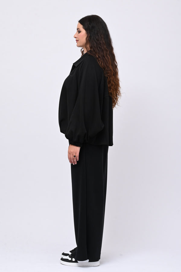 Tuta neoprene arricciata - Nero