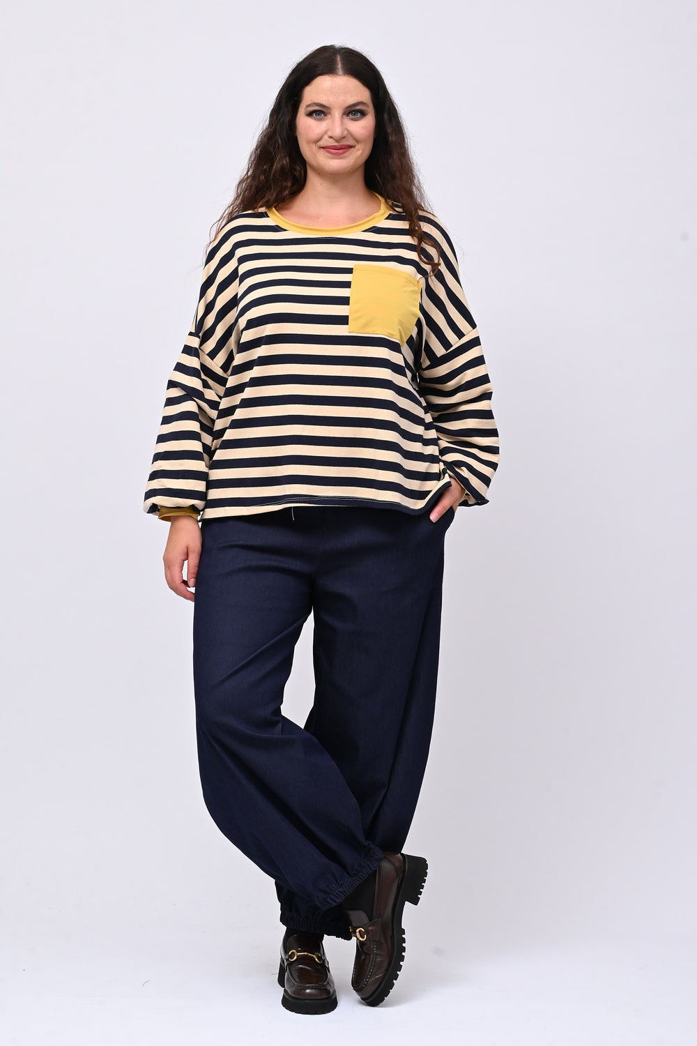 Felpa righe 3 colori - Blu