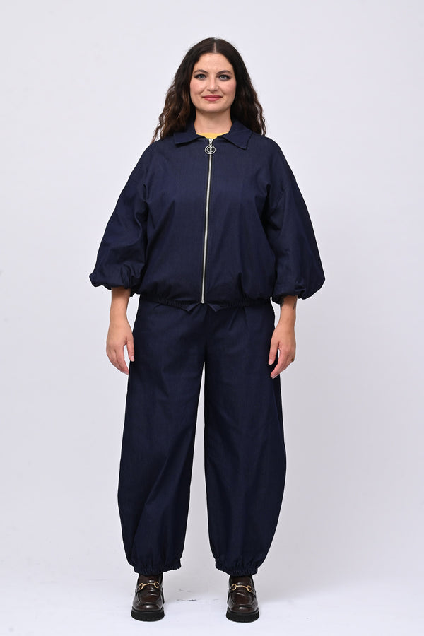 Giubbetto zip effetto jeans - Jeans scuro