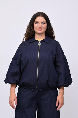 Giubbetto zip effetto jeans - Jeans scuro
