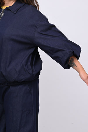 Giubbetto zip effetto jeans - Jeans scuro