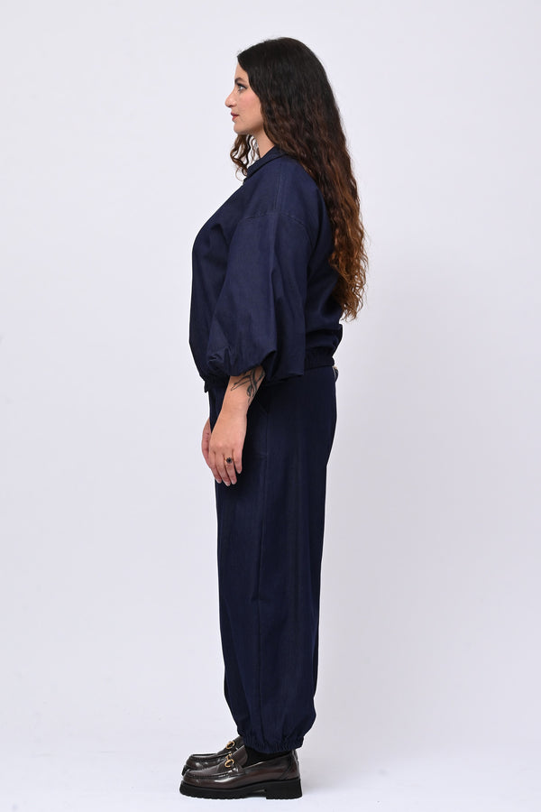 Giubbetto zip effetto jeans - Jeans scuro