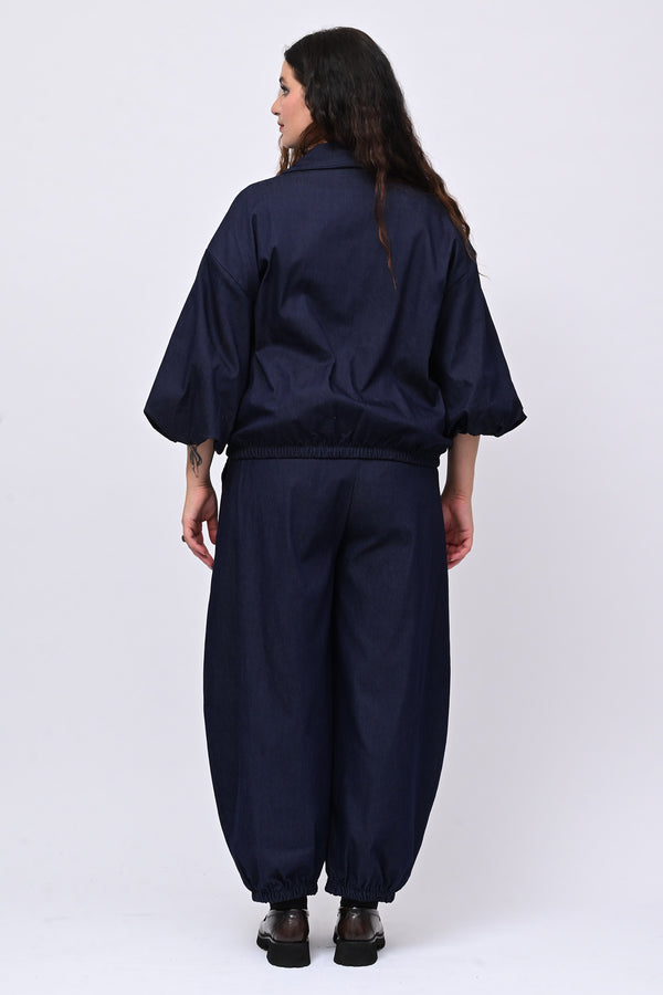 Giubbetto zip effetto jeans - Jeans scuro