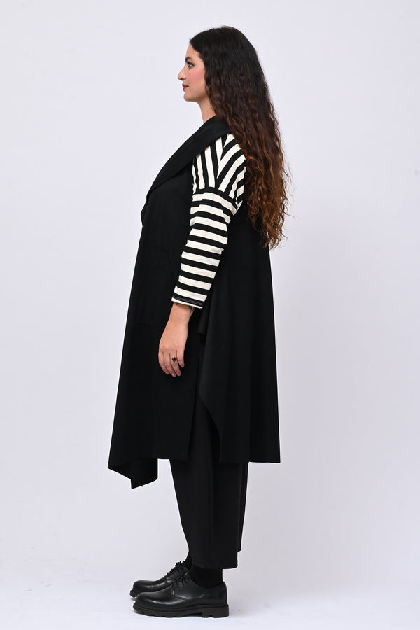 Gilet suede cappuccio - Nero