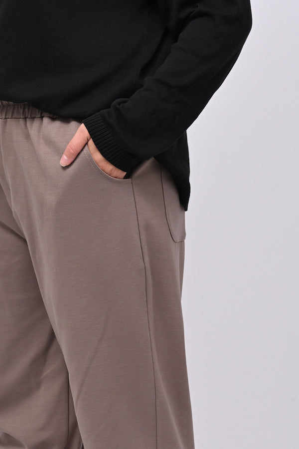 Pantalone punto milano tasche - Fango