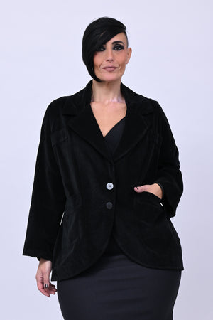Giacca stondata velluto - Nero