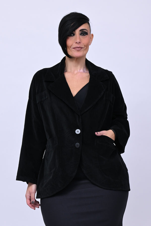 Giacca stondata velluto - Nero
