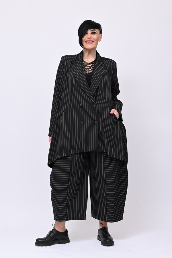 Completo over gessato doppio petto - Nero