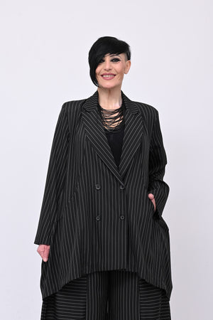 Completo over gessato doppio petto - Nero