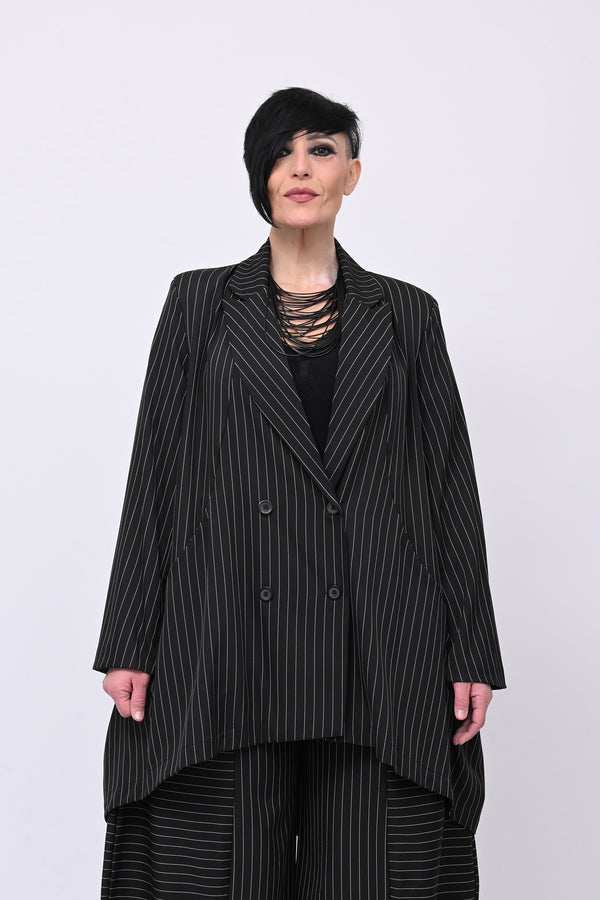 Completo over gessato doppio petto - Nero