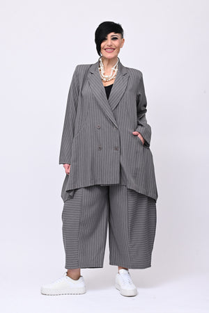 Completo over gessato doppio petto - Grigio