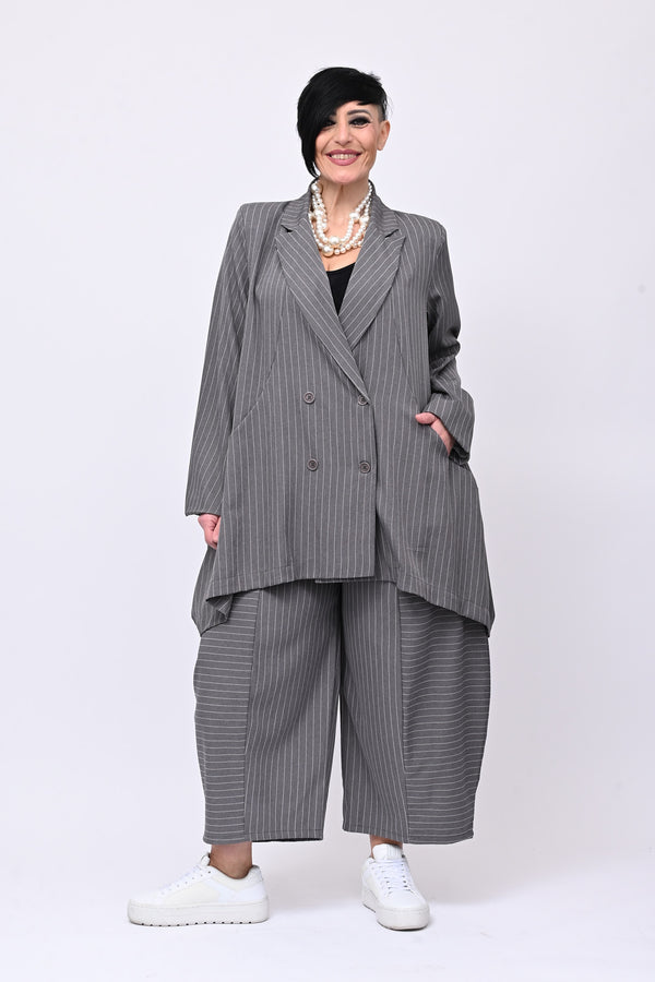 Completo over gessato doppio petto - Grigio