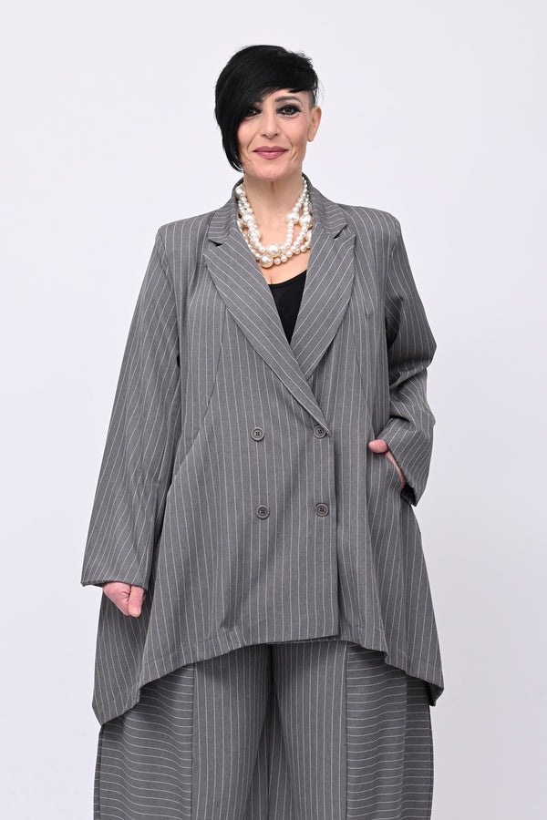 Completo over gessato doppio petto - Grigio