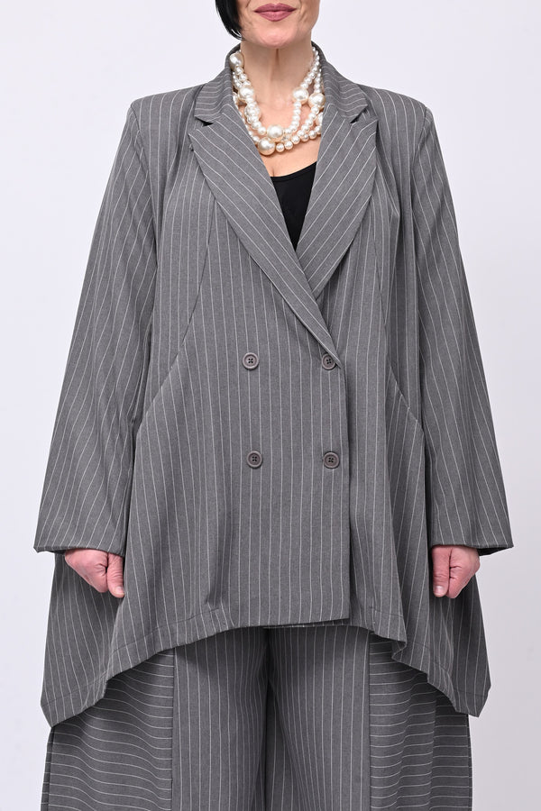 Completo over gessato doppio petto - Grigio