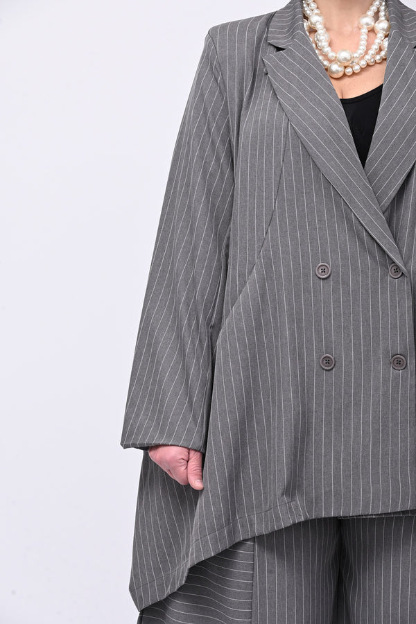 Completo over gessato doppio petto - Grigio