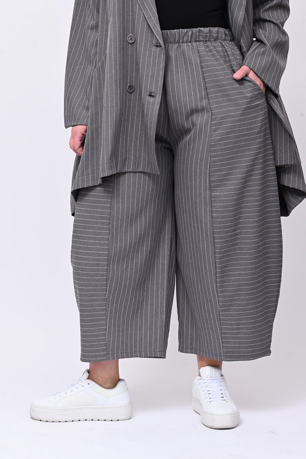 Completo over gessato doppio petto - Grigio