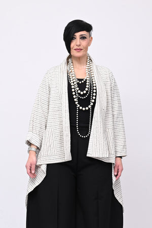 Giacca gessata coda - Burro