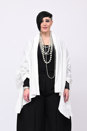 Maxi giacca gessata - Bianco