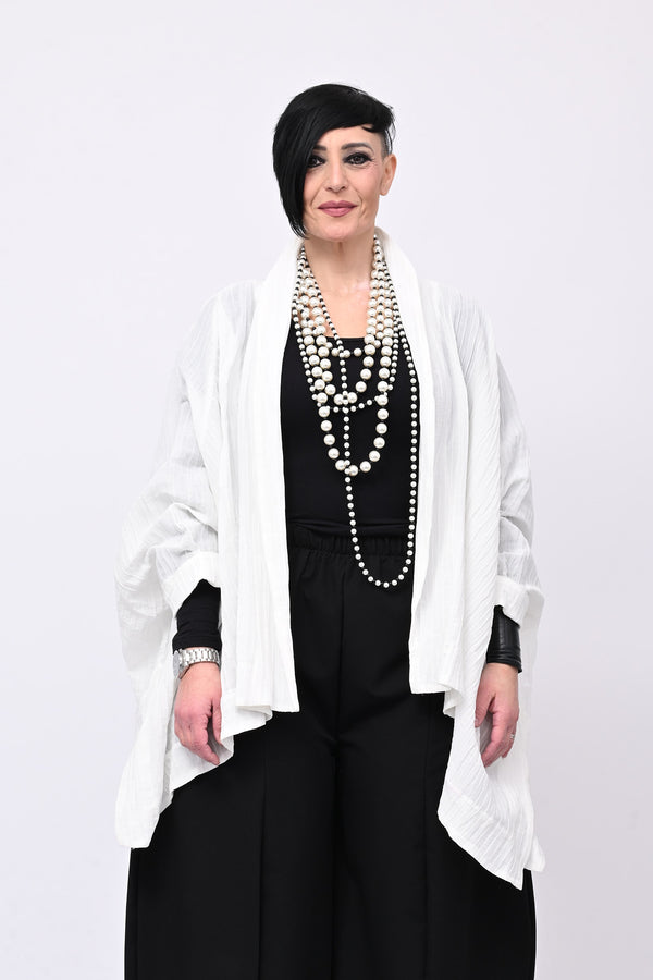 Maxi giacca gessata - Bianco