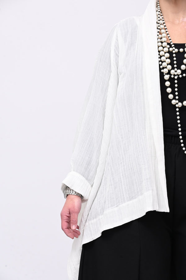 Maxi giacca gessata - Bianco