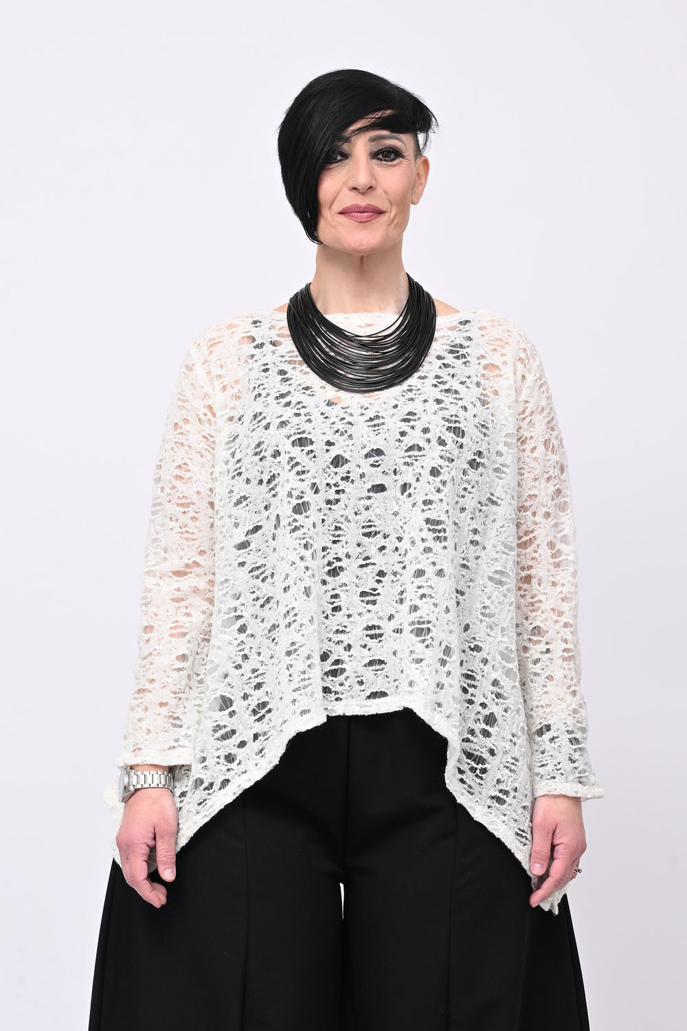 Maglia rete punte - Bianco