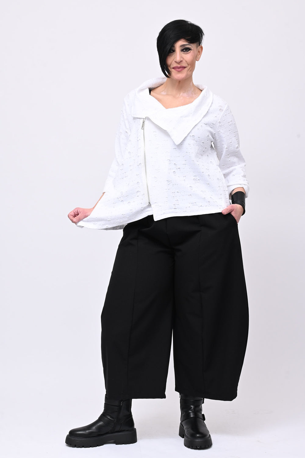 Giacca zip goffrata - Bianco