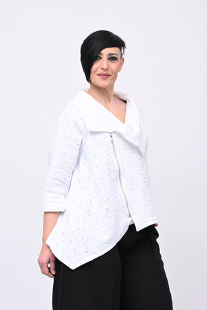 Giacca zip goffrata - Bianco