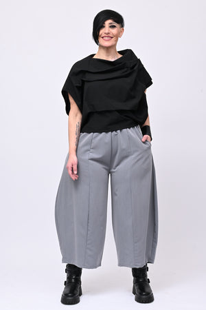 Blusa pieghe in twill - Nero
