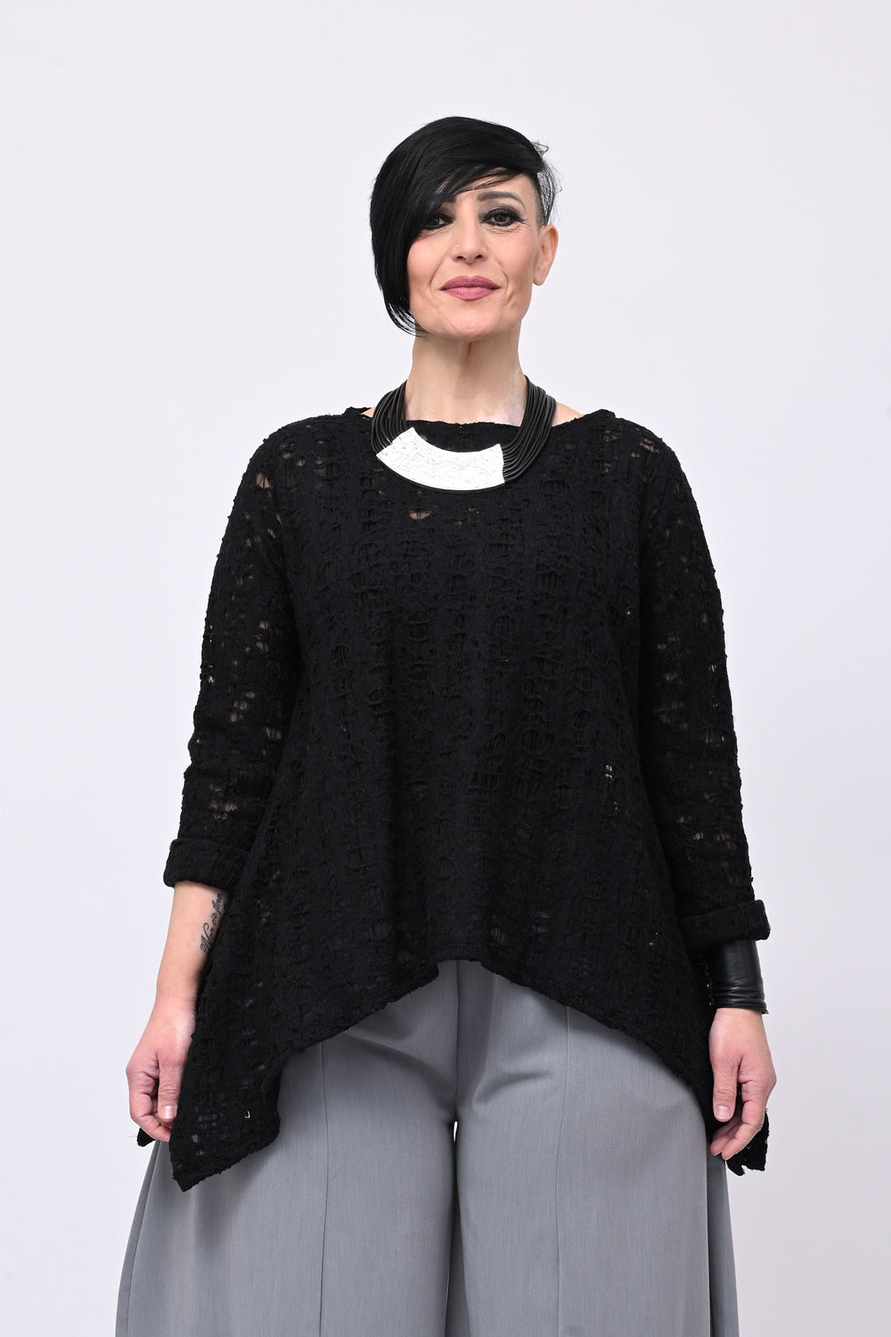 Maglia rete punte - Nero