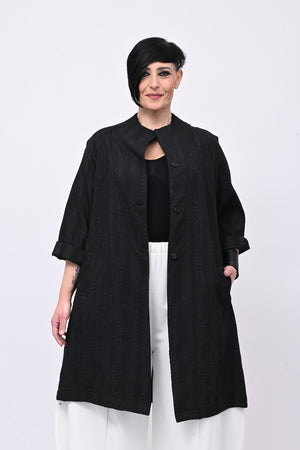 Cappotto senza collo elaborato - Nero