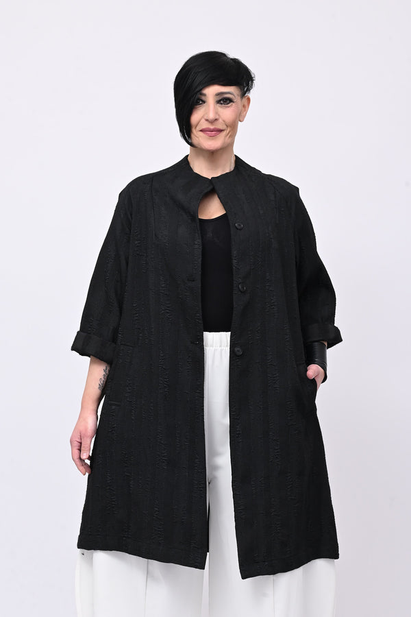 Cappotto senza collo elaborato - Nero