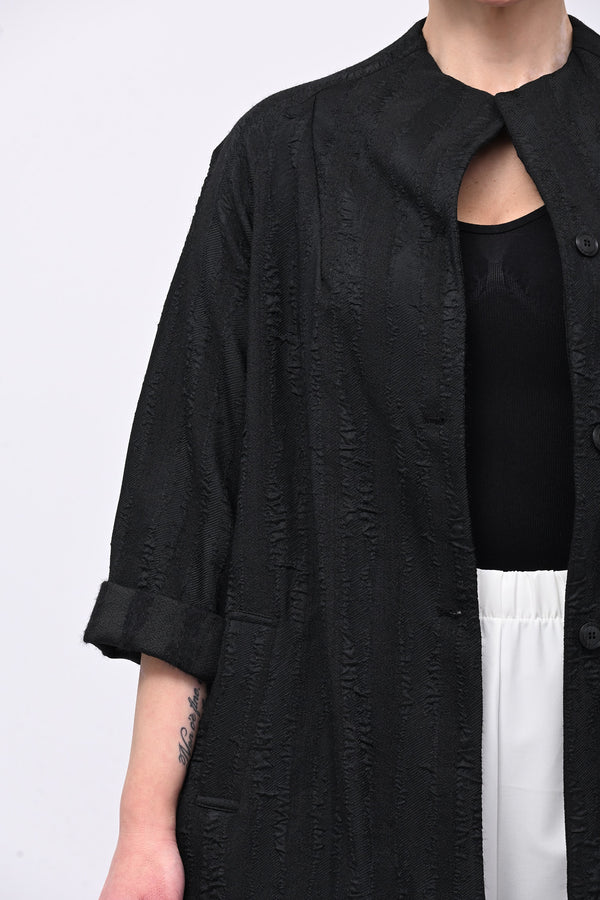 Cappotto senza collo elaborato - Nero