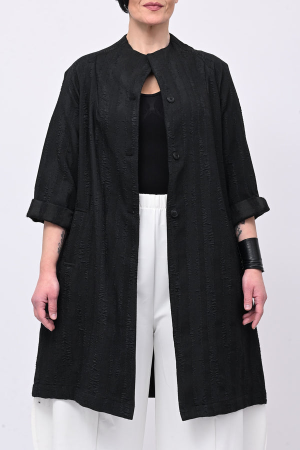 Cappotto senza collo elaborato - Nero